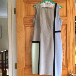 Calvin Klein sheath dress color block.